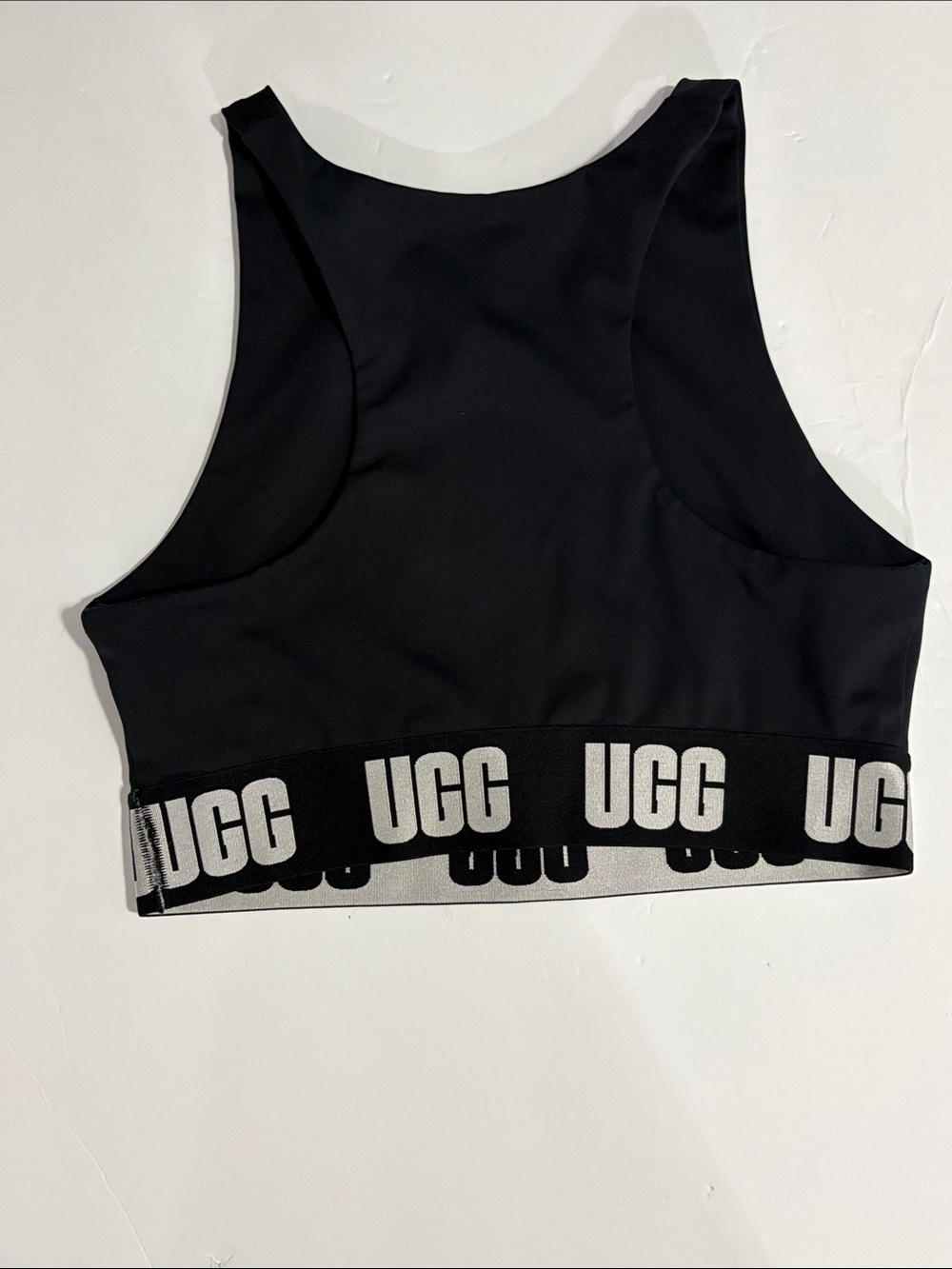 UGG Black Logo Elastic-Band Crop Sports Bra Size Small